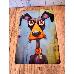 Purple Dog Metal Sign Dog Lover Gift Decor Gift Idea Rescue Hound Dog NEW!